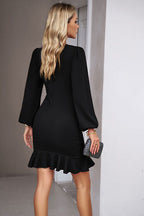 Summer Dress | Women Fitted Stretch Balloon Sleeve Draped Waist