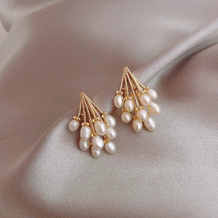 Bea | Pearl Tassel Earrings | 18K Gold Plated Silver, Hypoallergenic | Women