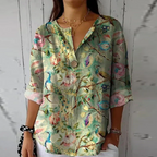 Aria | Women's Floral Blouse | V-Neck, Short Sleeve | Relaxed Fit