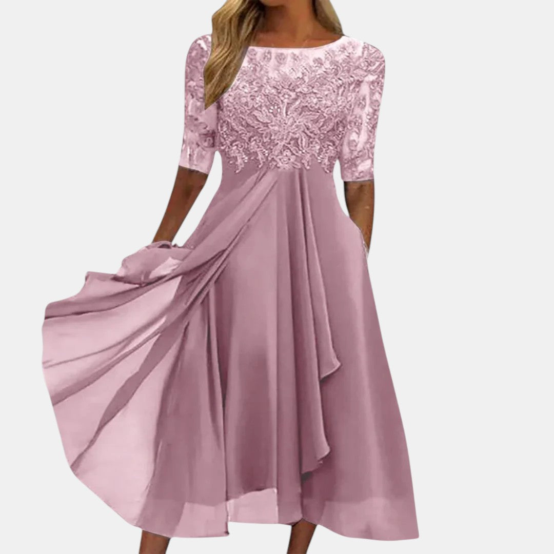 Women Lace Dress Elegant Midi Layered Skirt | Posy