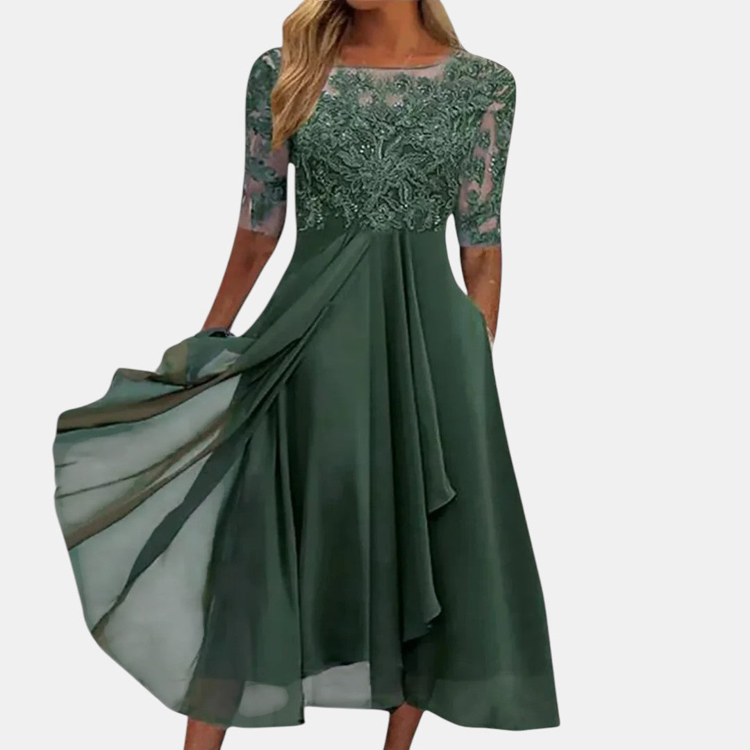 Women Lace Dress Elegant Midi Layered Skirt | Posy