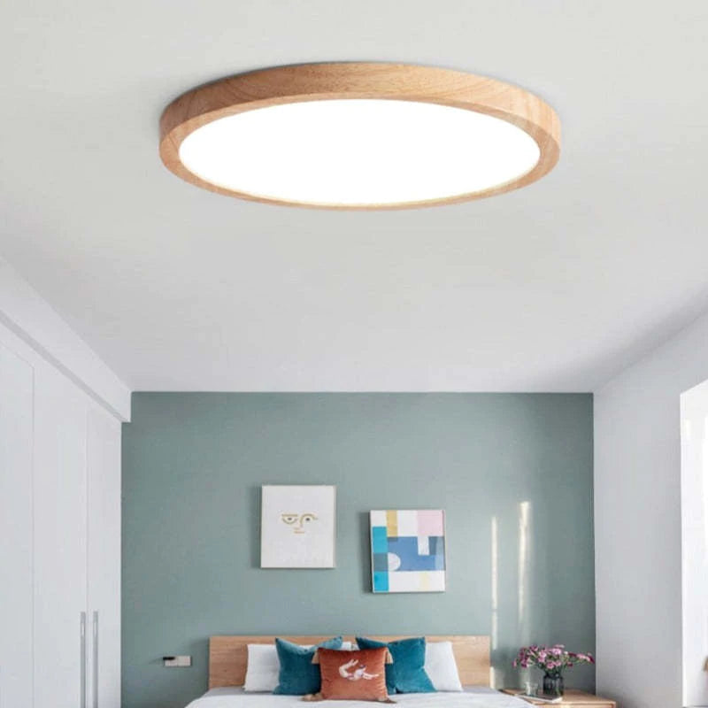 Iris | LED Ceiling Light | Dimmable, Tri-Color | Minimalist Wood Accent