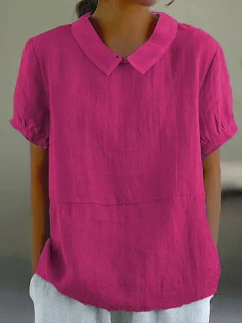 Women Short Sleeve Blouse Collared