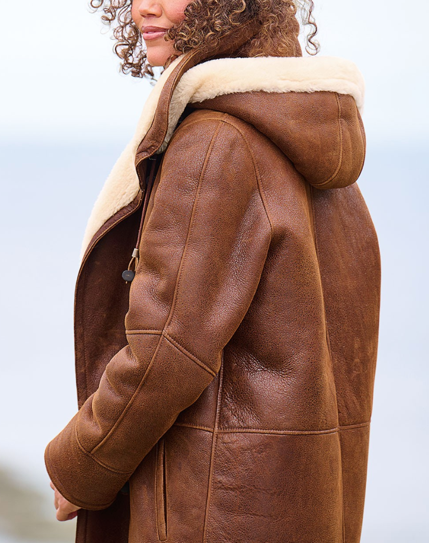 Calla | Women's Hooded Coat | Warm, Casual Winter Coat | Brown