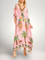 Anouk | Tropical Print Dress | Drop Shoulder, Coconut Tree | Loose Fit