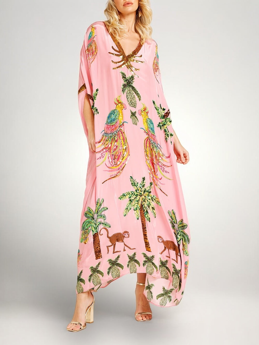 Anouk | Tropical Print Dress | Drop Shoulder, Coconut Tree | Loose Fit