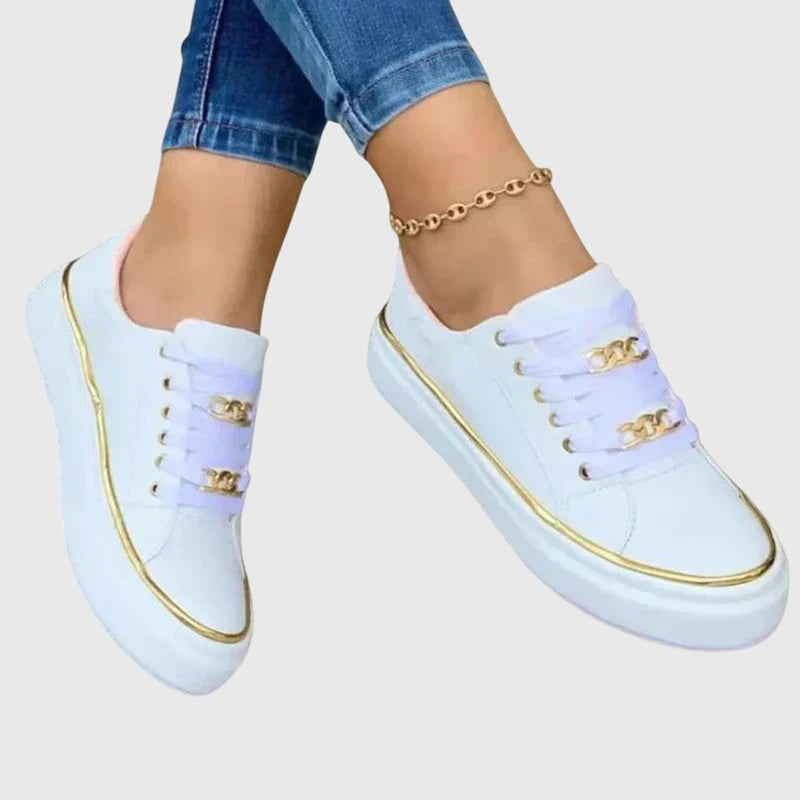 Jolie | Women's Lace-Up Sneakers | Velvet, Casual Spring | Flat