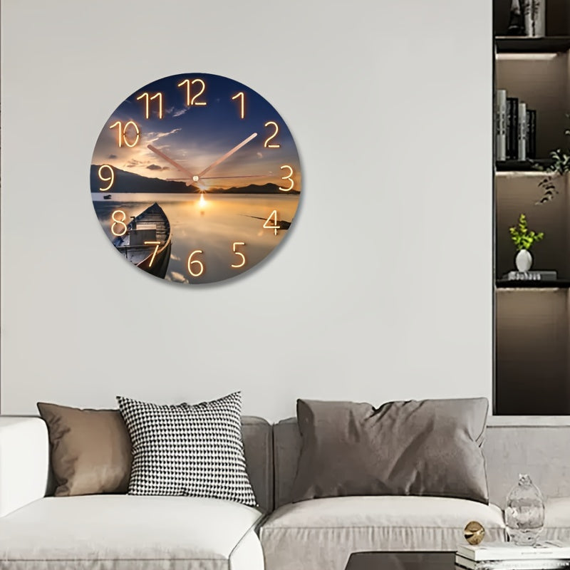 Nora | Wall Clock | 12-Inch Round, Silent, Glass Frame | Modern Design