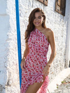 Vera | One Shoulder Dress | Floral, High Slit, Pink | Summer