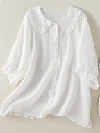 Yvaine | Women's Blouse | Ruffle Collar, Button-Front | Lightweight, Elegant