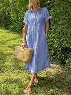 Women Striped Shirt Dress Button Down Relaxed Fit | Embla