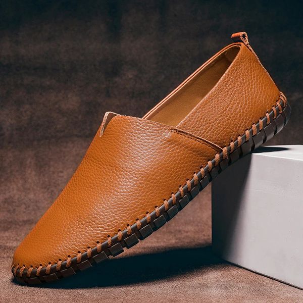 Men Pebbled Grain Leather Look Loafers Slip On