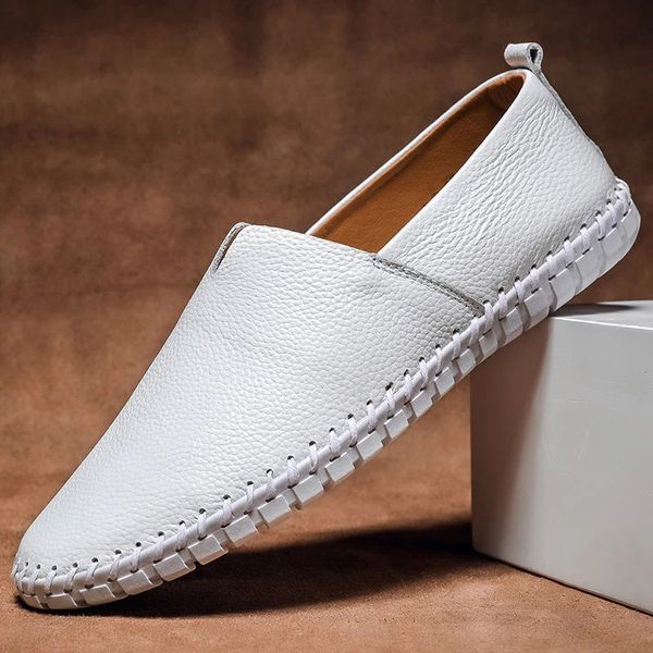 Men Pebbled Grain Leather Look Loafers Slip On
