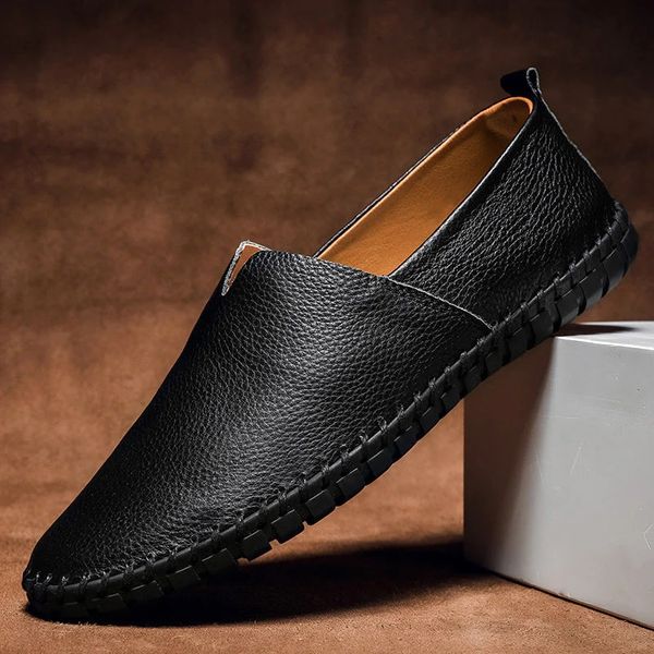 Men Pebbled Grain Leather Look Loafers Slip On
