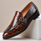 Clea | Men's Leather Loafers | Double Monk Strap, Almond Toe