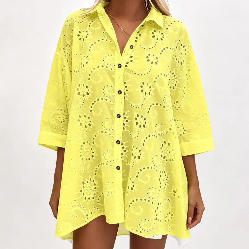 Jolie | Embroidered Button Dress | Women's Summer Dress | Oversized Fit