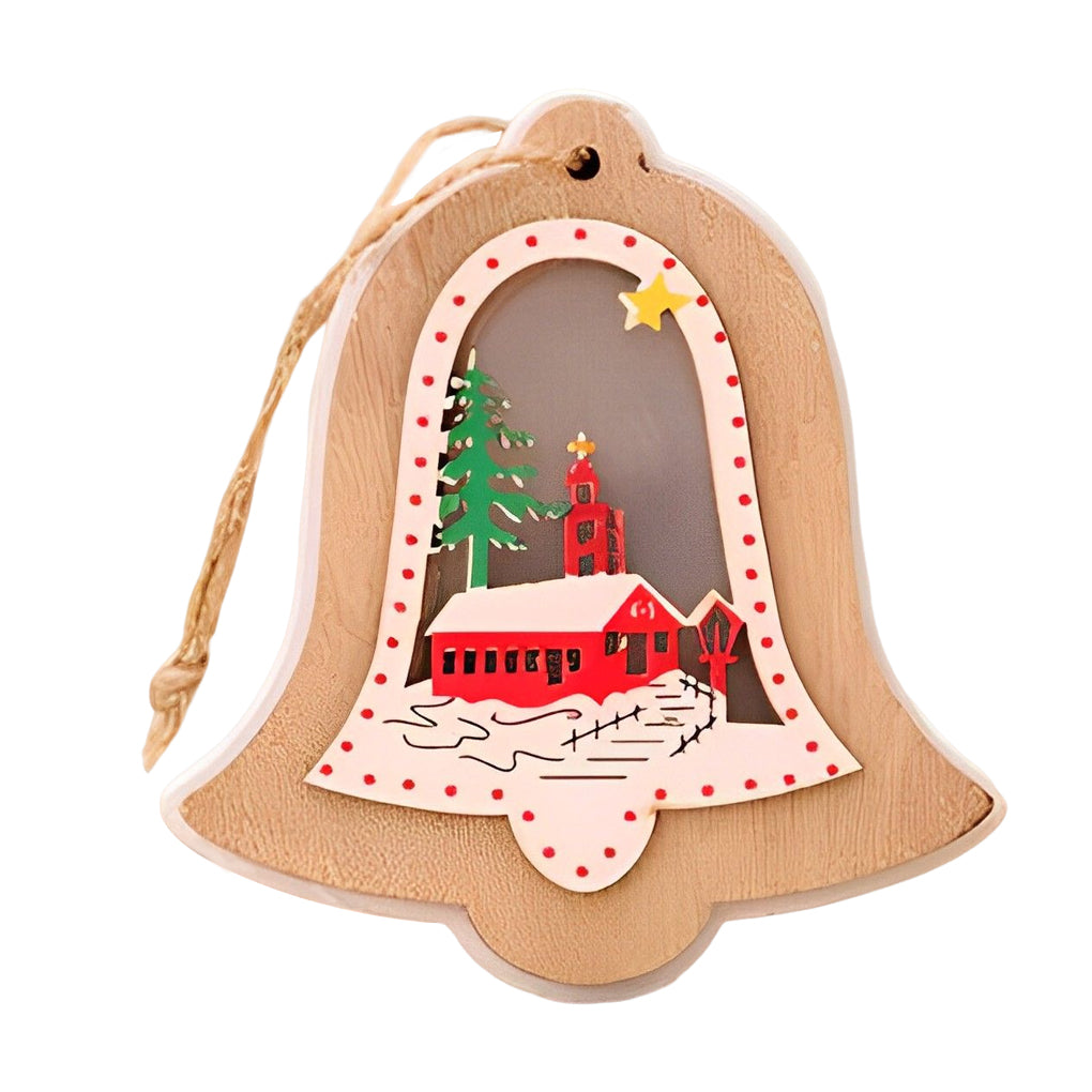 Soraya | Wooden Christmas Ornaments | Set of 2, Button Battery, Modern