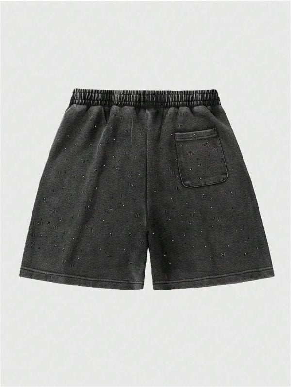 Mens Shorts Cotton Blend Star Graphic Vintage Wash Track Streetwear