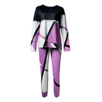 Women 2 Piece Lounge Set O-Neck Sweater Wide Leg Pants
