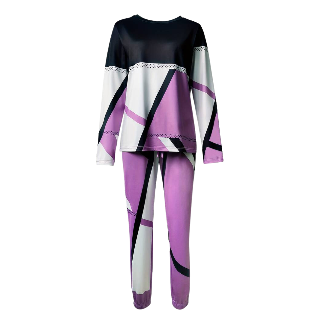Women 2 Piece Lounge Set O-Neck Sweater Wide Leg Pants
