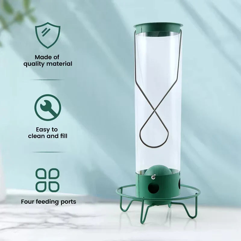 Sabine | Squirrel Proof Bird Feeder | Rotating Perch, 4 Ports | Heavy-Duty Metal