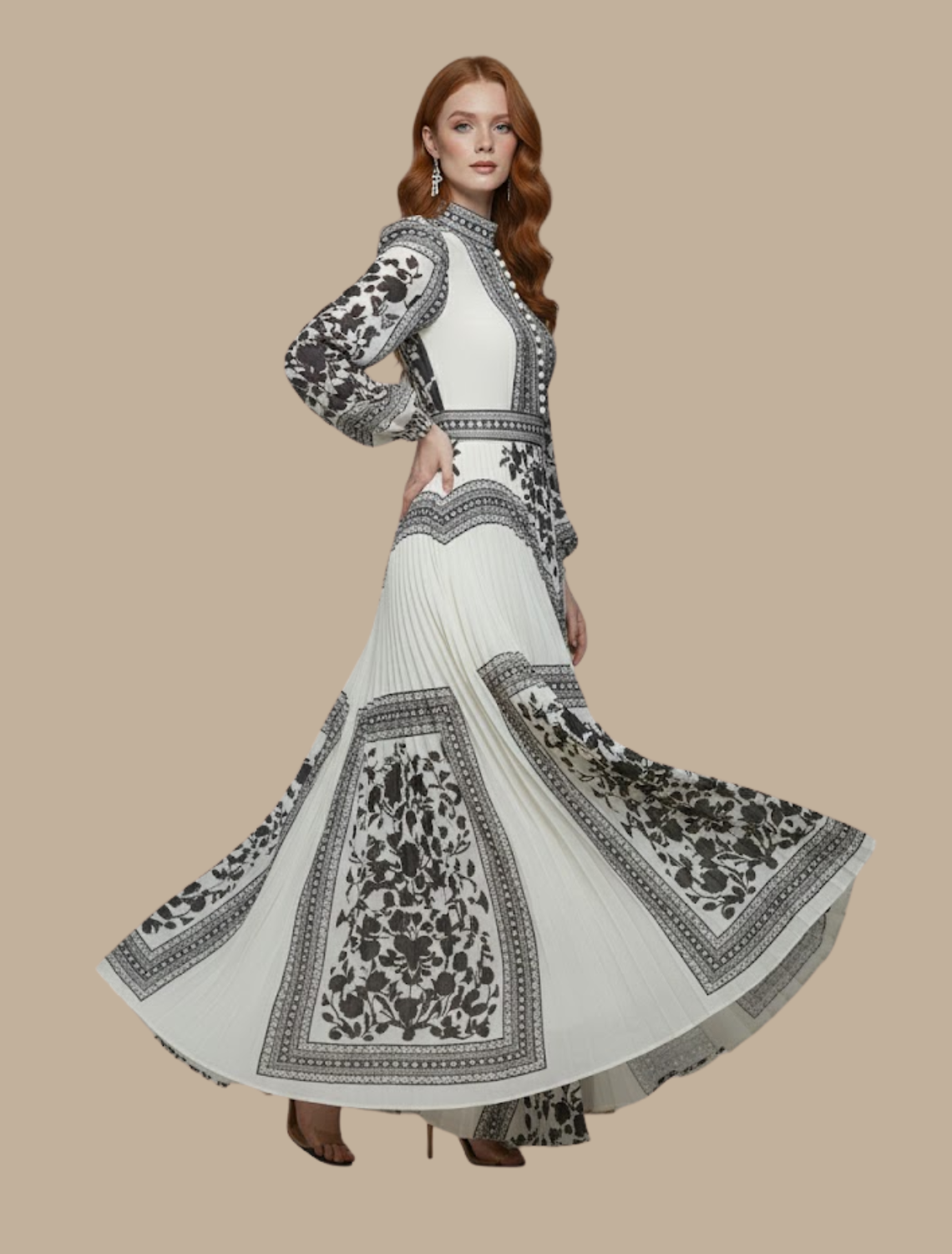 Women's Pleated Maxi Evening Dress | Formal, Flowy | Zelda