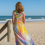Women Print Maxi Dress Sleeveless With Pockets