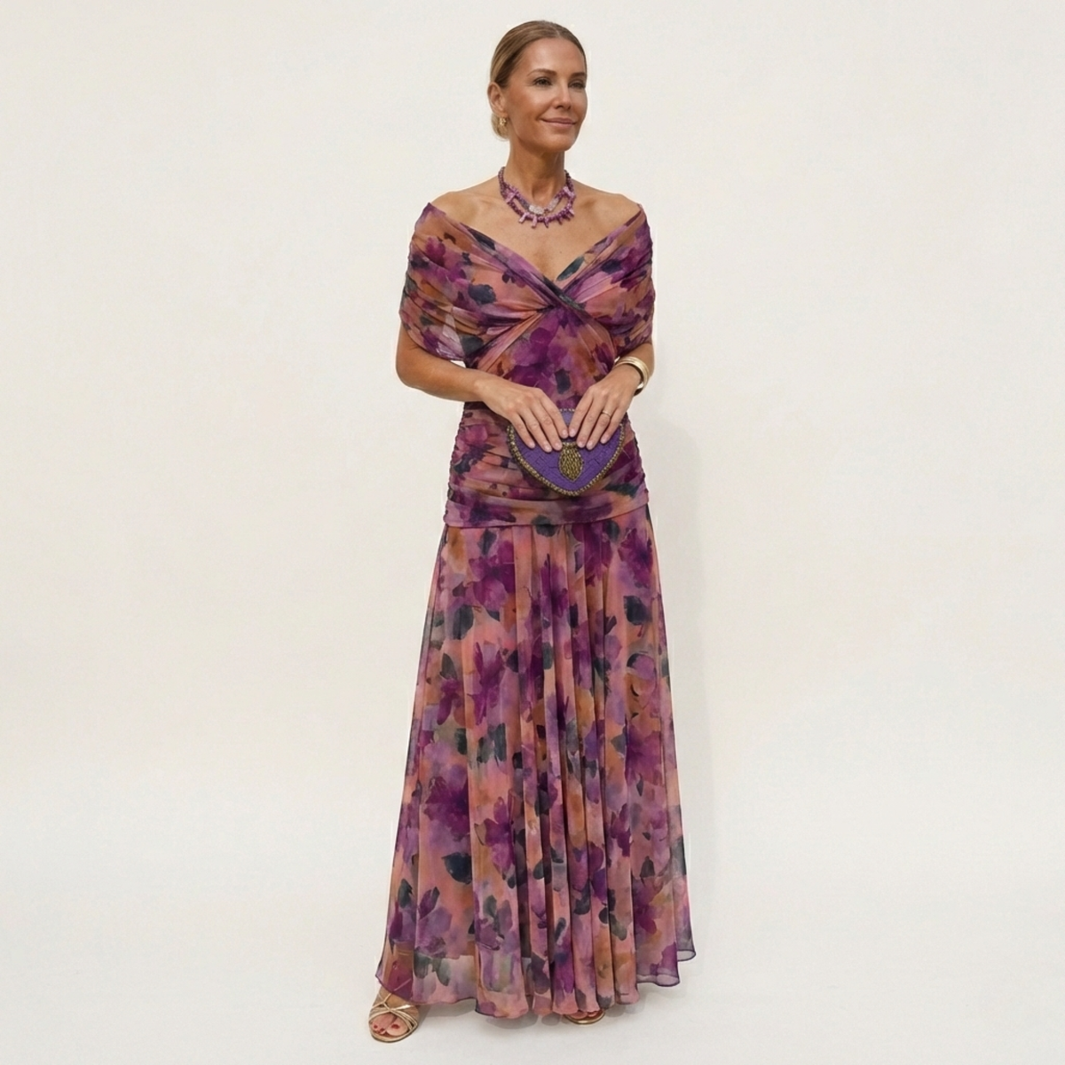 Long Summer Dress Women Maxi Lightweight Flowy Silhouette V Neck