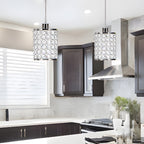 Amara | Crystal Pendant Chandelier | Nordic Minimalist, 2 Pcs | Black & Chrome