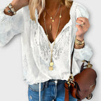 Anouk | Women's Embroidered Blouse | V-Neck, Long Sleeve | Flowy Fit