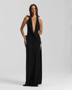 Anouk | Halter Neck Maxi Dress | Backless, High Slit | Evening & Wedding