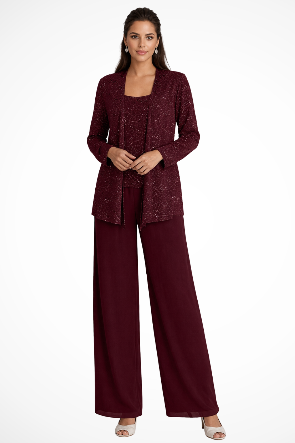 Lena | Women's Evening Set | Three-Piece, Wide-Leg Trousers | XS–2XL