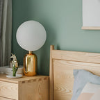 Opal | Table Lamp | Hand-Blown Glass, Nordic Style | Gold & Black