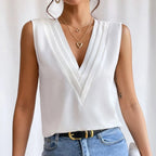 Women Sleeveless Blouse Oversized V Neck Pleated | Bea