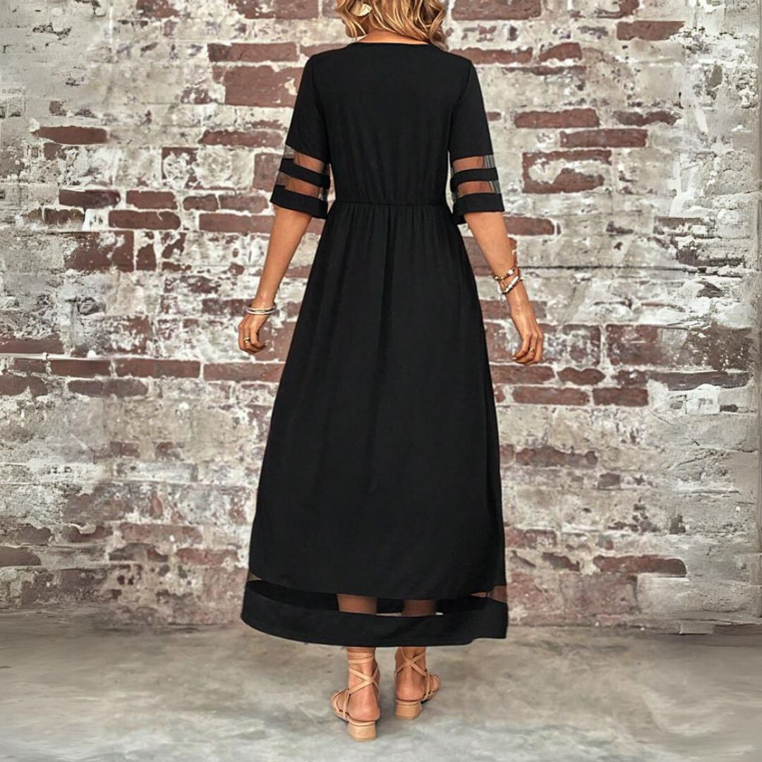 Women Midi Dress Tummy Smoothing Empire Waist