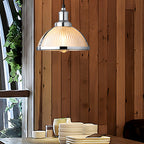 Indra | Pendant Lamp | Retro Striped Glass Shade, 1-Light | Chrome & Bronze