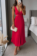 Jade | Satin Midi Dress | Pleated, Flowing | Women's Evening Wear