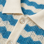 Resort Wear Men Knit Polo Shirt Vertical Stripes Camp Collar | Aria