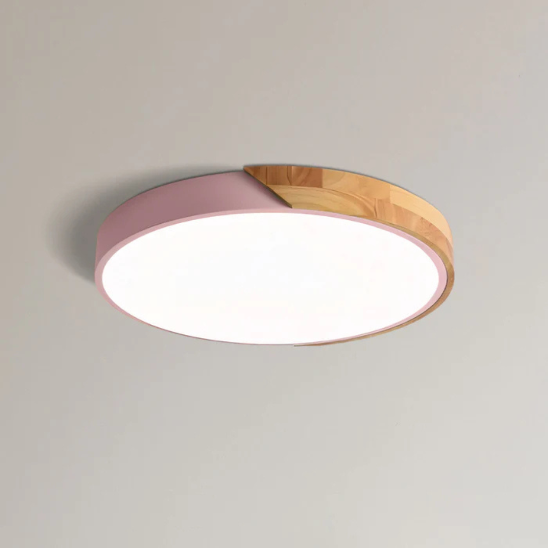 Inez | Ceiling Light | Scandinavian Wood LED, Round | Modern Indoor