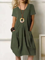 Women Casual Dress with Pockets A-Line Knee Length