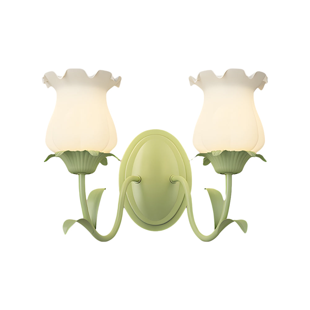 Eira | Wall Lamp | Floral Glass, 3-Step Dimmable, Green | 1 or 2 Light