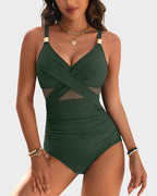 Perla | Women's One-Piece Swimsuit | Tummy Control, Adjustable Straps | Crossback