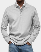 Men Polo Shirt Long Sleeve Stretch Breathable Winter Knit Top