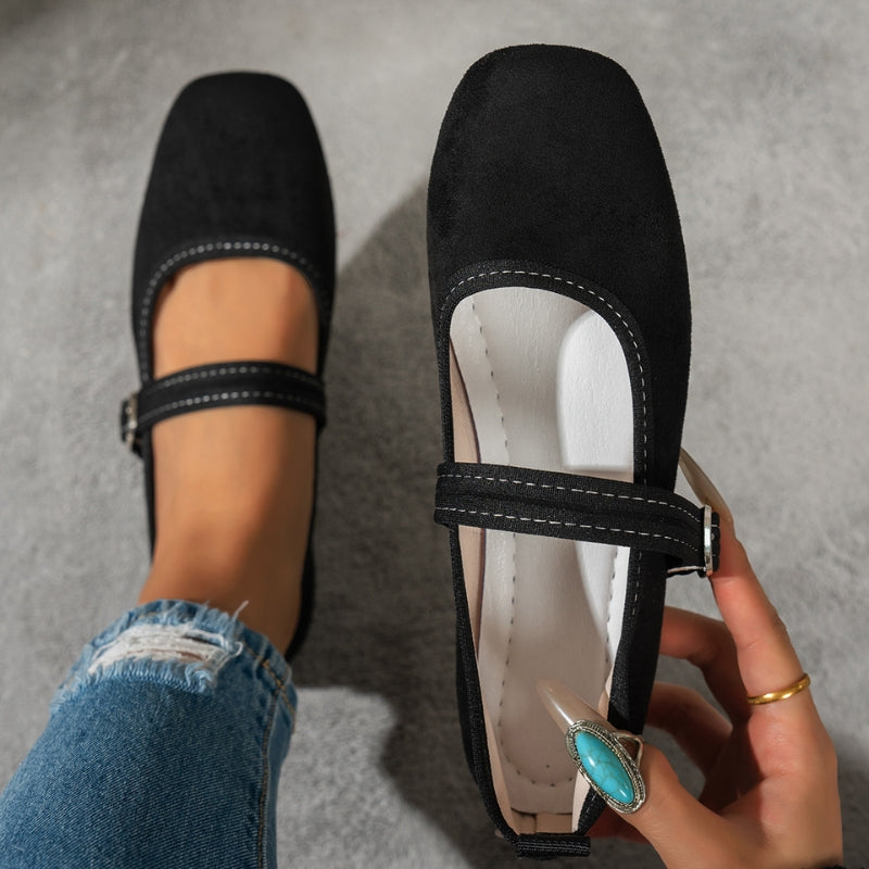 Women Orthopedic Flats Mary Jane Square Toe Adjustable Strap
