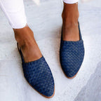 Women's Leather Sandals Handwoven Flat Open Toe Casual