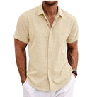 Xanthe | Men's Linen Shirt | Short Sleeve, Double Button | Lightweight Summer