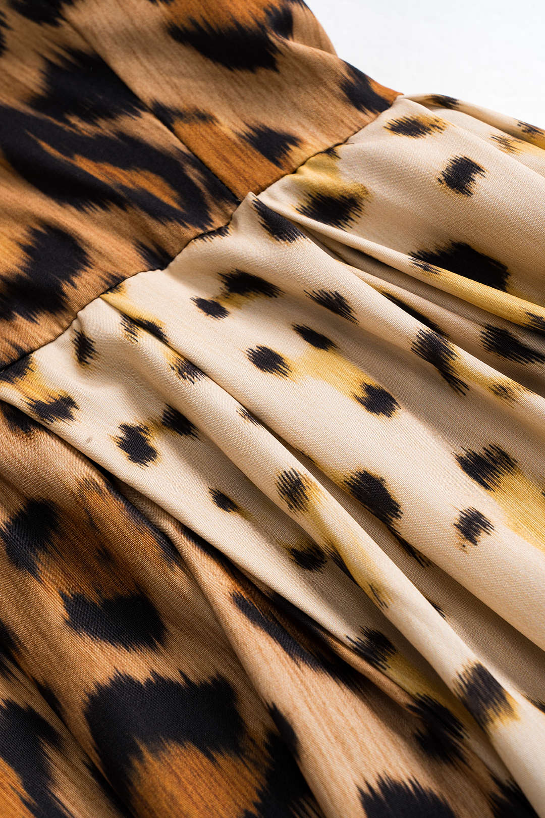 Women Leopard Print Midi Dress Corset Bodice