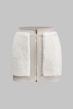 Xanthe | Faux Leather Co-ord Set | Women's Top & Mini Skirt | Faux Fur Trim