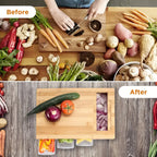 Delphine | Bamboo Cutting Board | Storage Trays, Graters & Juice Groove | Meal Prep Station