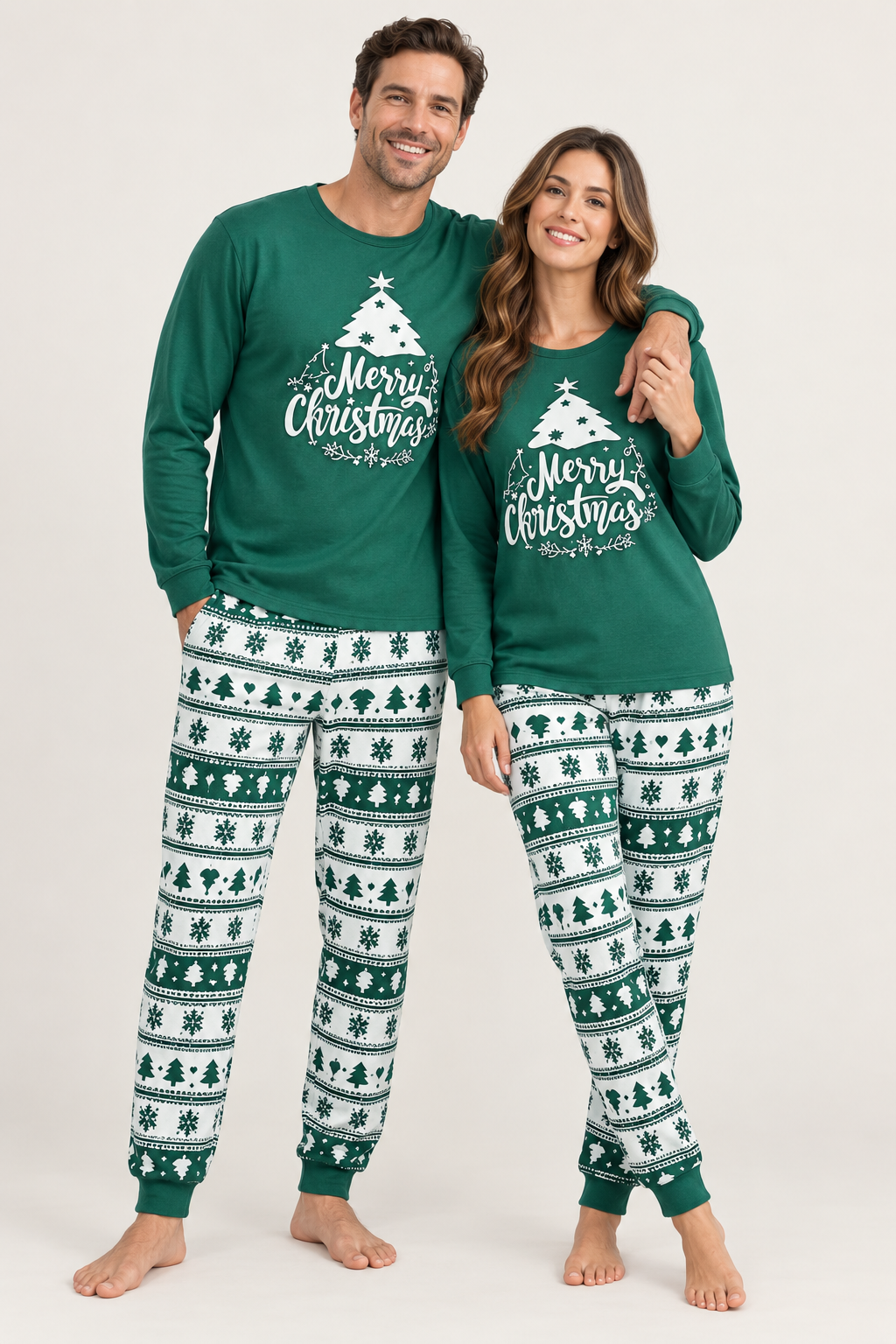 Christmas Pajamas Family Matching Sets Cotton Women Men Kids Baby